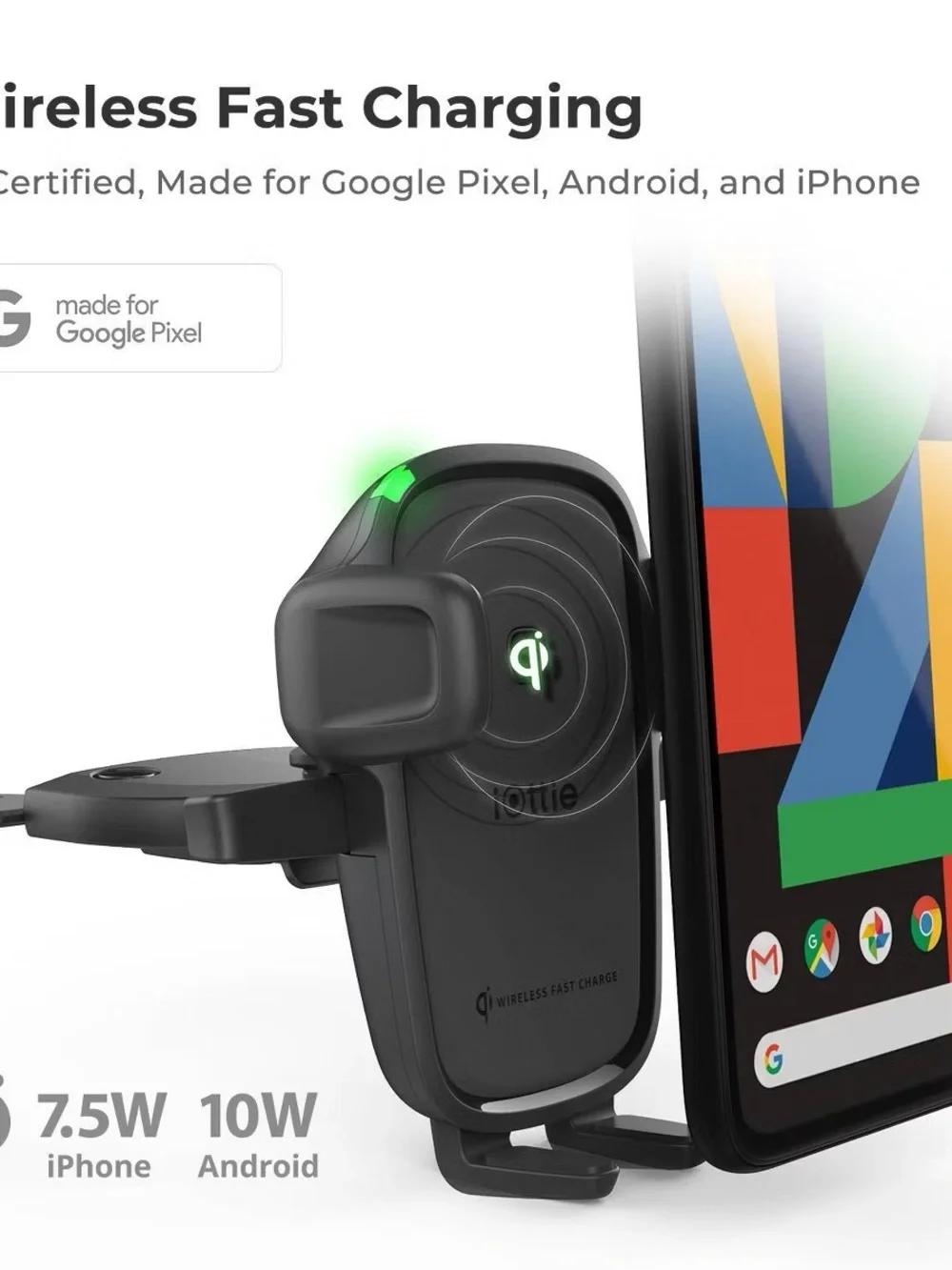 Universal Wireless Qi Car Charger Mount - Black